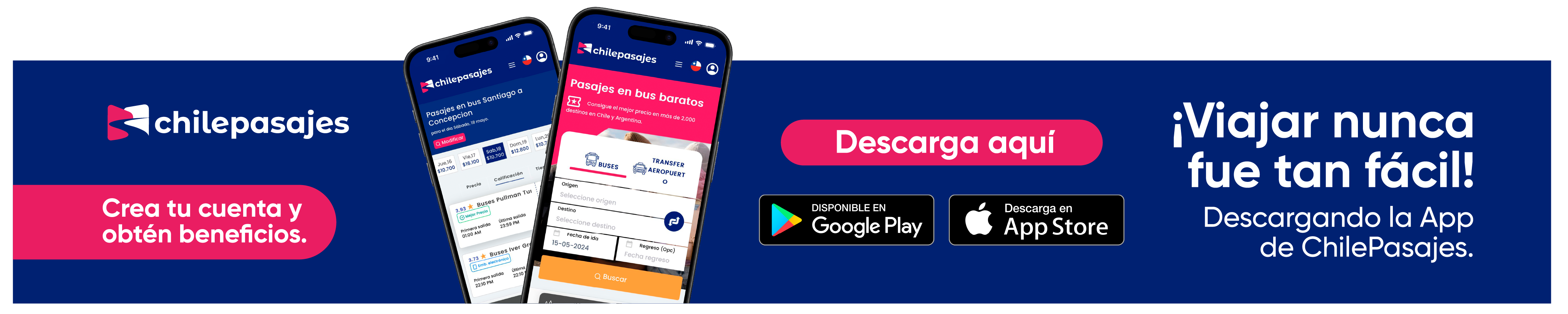 Descarga nuestra aplicación Chilepasajes